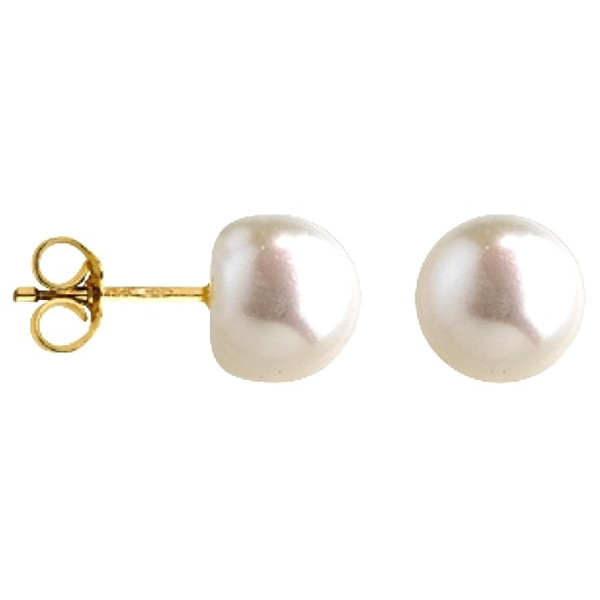 Clous d'oreilles or 750  perles de culture bouton