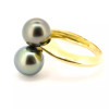 Bague Duo or jaune 18k et perles de Tahiti