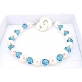 Darling white pearl and Swarovski® crystal bracelet - Poemana