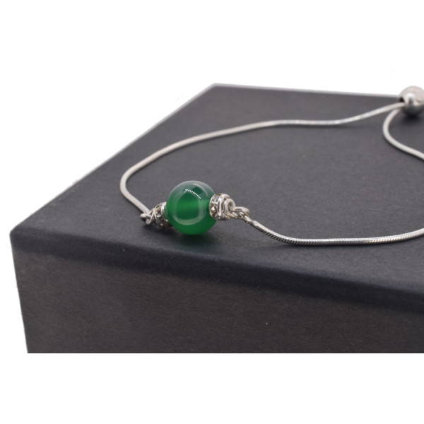 Sterling silver and jade bracelet