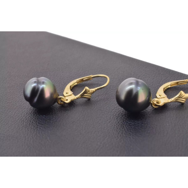 Tania gold earrings with Tahitian pearls