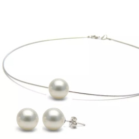 Parure argent et perles de culture eau douce blanches - Poemana bijoux