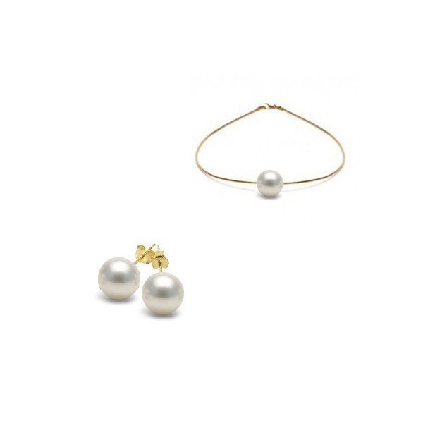 Matea set of gold ear studs and necklace