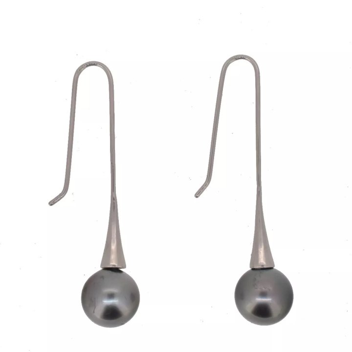 Pendientes Monaco de plata con perlas de Tahití redondas