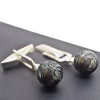 Engraved pearl silver cufflinks