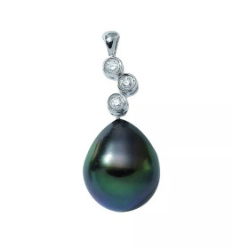 Pendentif Lorene  or blanc 18K  et perle de Tahiti