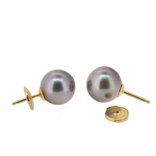Alpa 18k gold stud earrings with Tahitian pearls