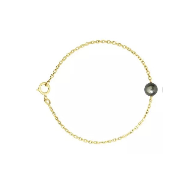 18K Gold  bracelet with a Tahitian pearl