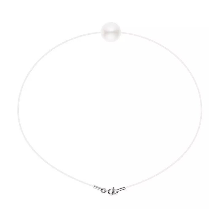 Collana Megane in nylon con perla d'acqua dolce tonda
