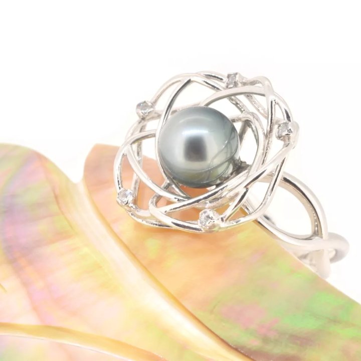 Silberring Jane mit runder Tahiti-Perle