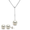 Silver set with white cultured pearls
