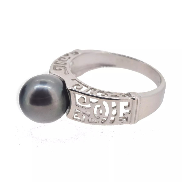 Tehei silver and Tahitian pearl ring