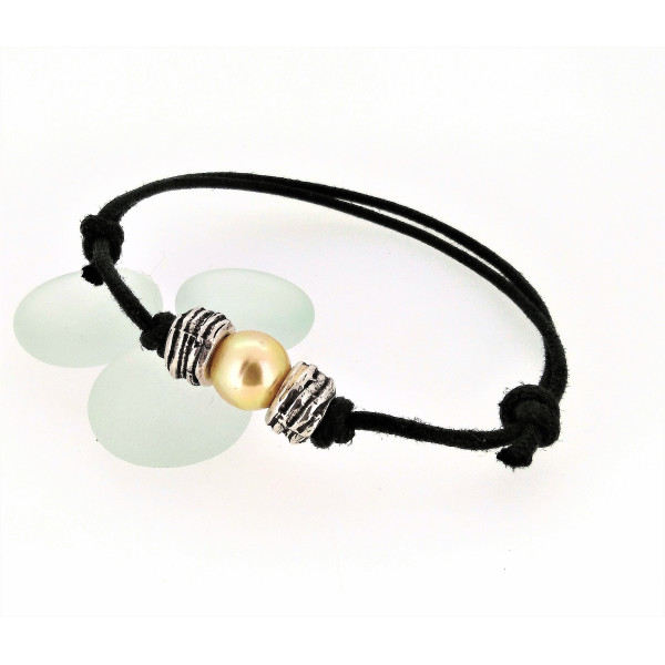 Baroque Australian pearl leather bracelet