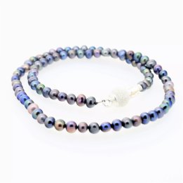 Collana Elea di perle coltivate blu