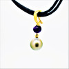 Ania Tahitian pearl and Amethyst 18 K gold pendant