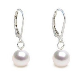 Boucles d'oreilles Or gris 18K  perles de culture blanches