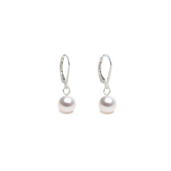 Boucles d'oreilles Or gris 18K  perles de culture blanches