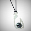 Evanoa steel and Tahitian pearl pendant