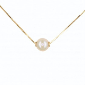 Guyane 18k gold necklace with a white cultured pearl