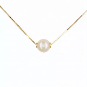 Guyane 18k gold necklace with a white cultured pearl - Poemana