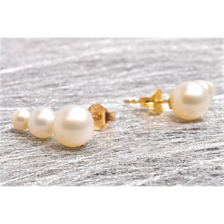 Pendientes Sirene de oro de 18 quilates con perlas de agua dulce