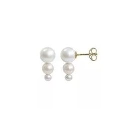 Clous d'oreilles or 18 carats perles eau douce Sirene