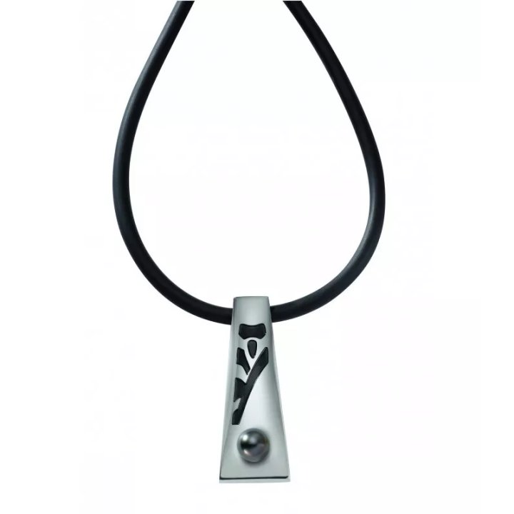 Collar de acero con perla de Tahití redonda