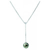Ani Sterling silver and Tahitian pearl hanging necklace