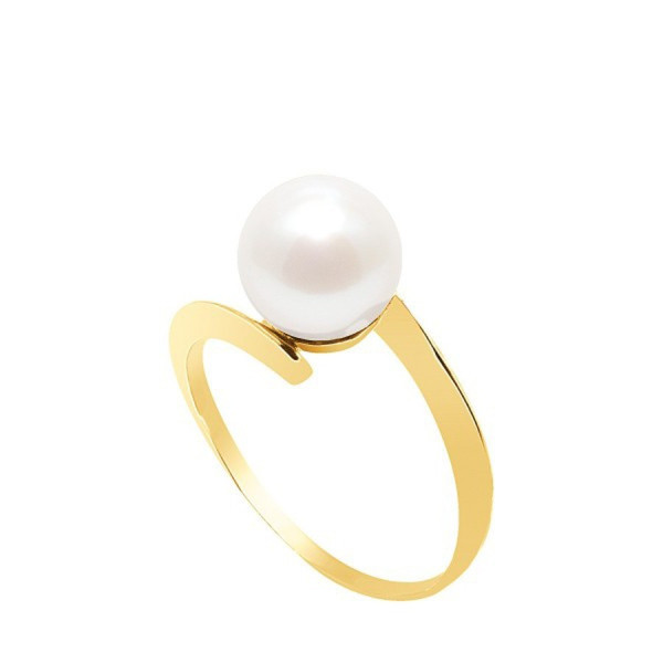 Ava 9k gold white cultured pearl ring - Poemana