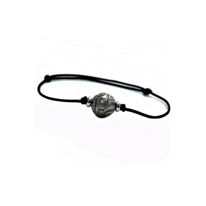Bracciale Anapa in cotone con perla di Tahiti incisa
