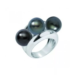 Ring Lyne aus Silber mit runden Tahiti-Perlen