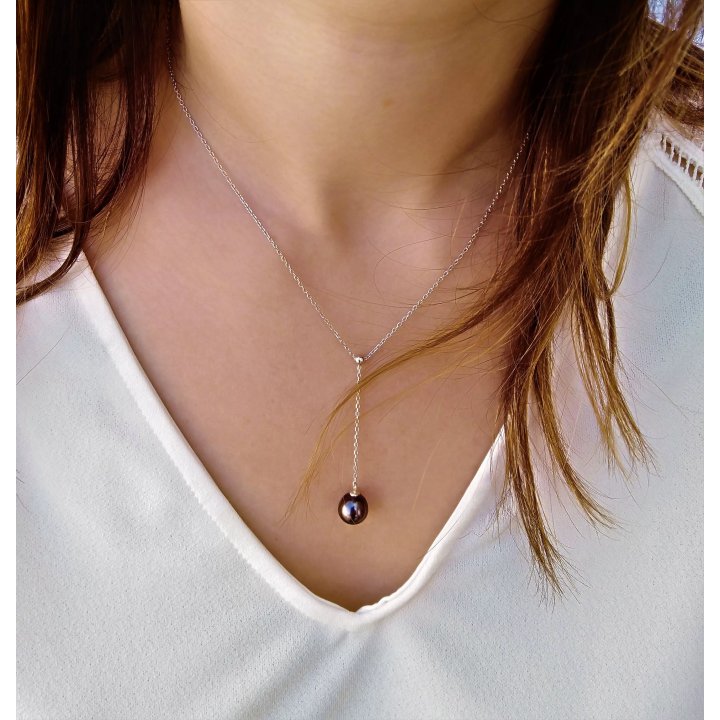 Collar Ani de oro de 18 k con perla de Tahití redonda