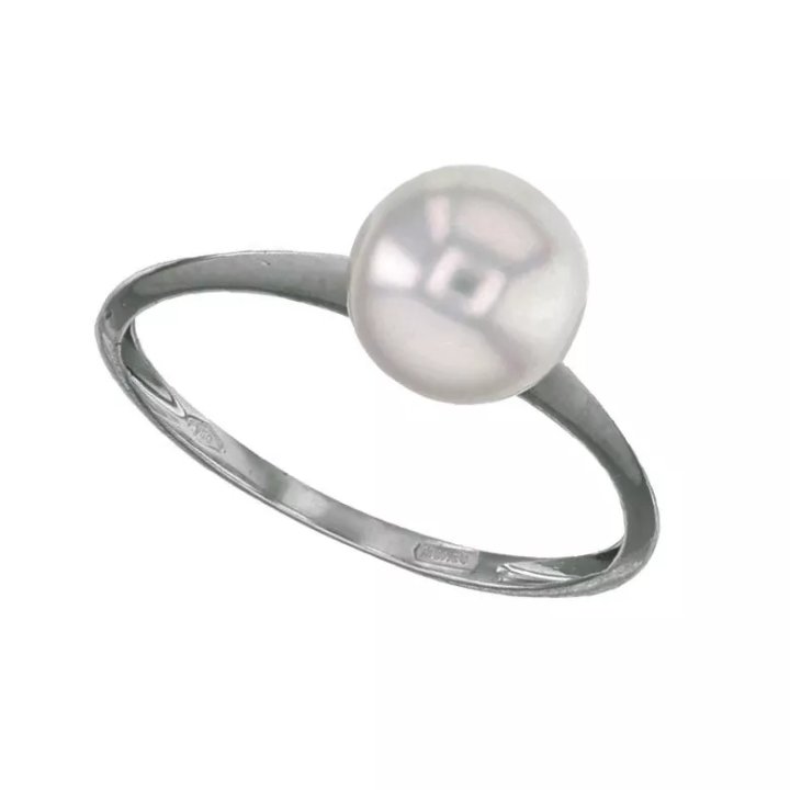 Anillo estilo alianza de oro de 18 quilates con perla cultivada