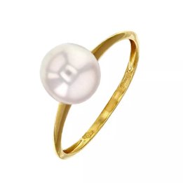 Anello stile fede in oro 18 carati con perla coltivata
