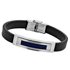 Carric leather and steel bracelet