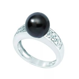 Anello in argento con perla di Tahiti tonda