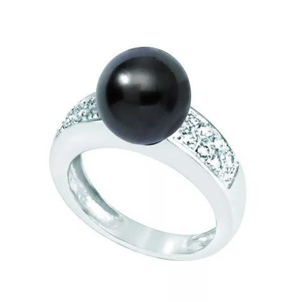 Bague argent avec perle de Tahiti ronde