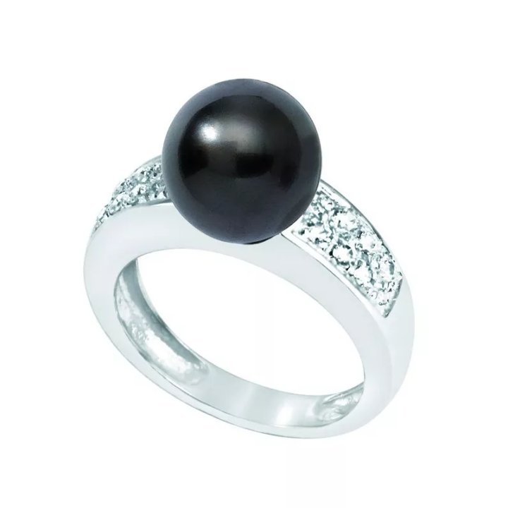 Anillo de plata con perla de Tahití redonda