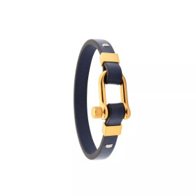 Bracelet en cuir bleu et acier Lima