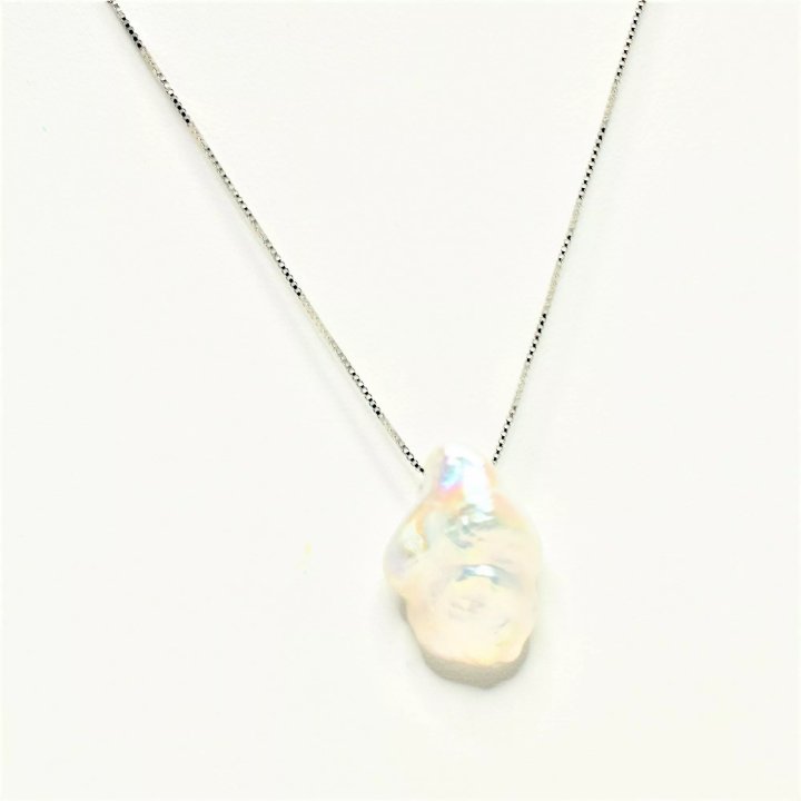 Collar Anita de plata con perla cultivada blanca barroca