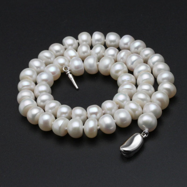 Sautoir de perles d'eau douce blanches - Poemana bijoux