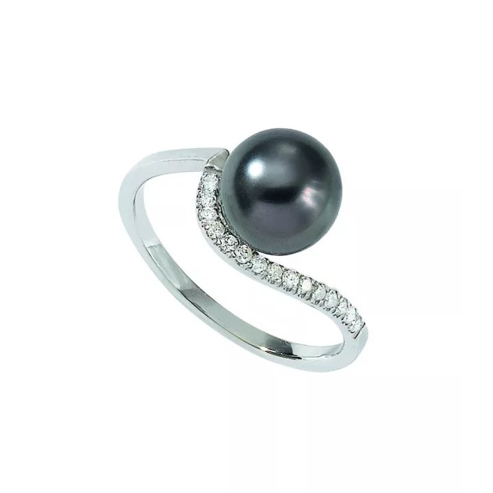 Anello Solène in argento con perla di Tahiti tonda
