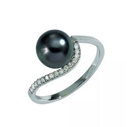 Anello Solène in argento con perla di Tahiti tonda