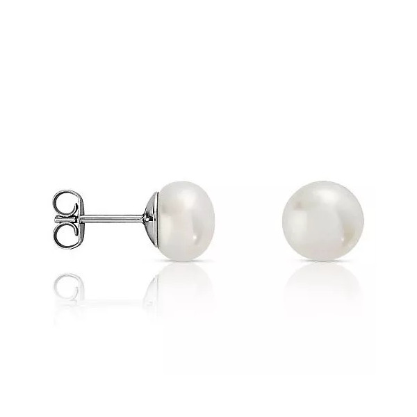 Clous d'oreilles argent perles eau douce bouton