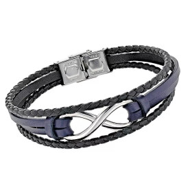 Bracelet en cuir et acier Almaco-Poemana