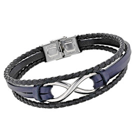 Almaco leather and steel bracelet