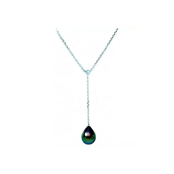 Collier Azur argent  perle de Tahiti poire