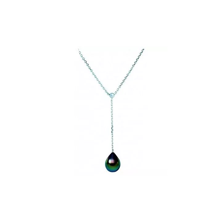 Collar Azur de plata con perla de Tahití en forma de pera