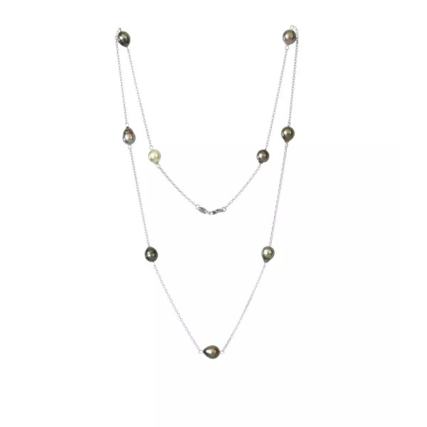 Long necklace with circled Tahitian pearls