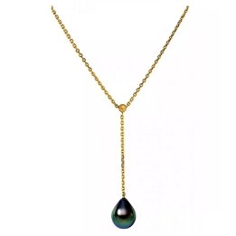 Collar Paloma de oro de 18 quilates con perla de Tahití en forma de pera